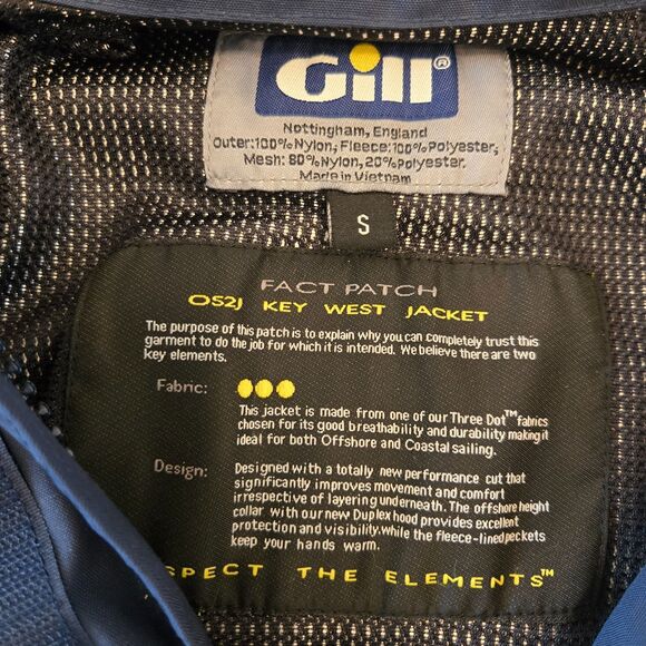 GILL OS2 Jacket Mens S Navy Sailing Yachting Waterproof Pockets OS2J Fishing - Picture 10 of 15